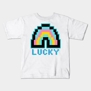 Lucky Rainbow Retro Pixel! Kids T-Shirt